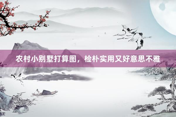 农村小别墅打算图，检朴实用又好意思不雅